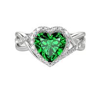 SNHHNSW 1-3 Heart Cut Natural Gemstone Anillo de compromiso S 10K 14K Esmeralda/Moissanite/Ruby/Sapphire/Opal Halo Infinity Promise Anillo de piedra de nacimiento para mujeres para mujeres