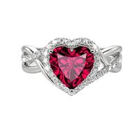 SNHHNSW 1-3 Heart Cut Natural Gemstone Anillo de compromiso S 10K 14K Esmeralda/Moissanite/Ruby/Sapphire/Opal Halo Infinity Promise Anillo de piedra de nacimiento para mujeres para mujeres