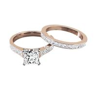 SNHHNSW 1-3 S Princess Cut Lab Anillo cultivado con IGI Certificado Certificado de 10k/ 14k/ anillo de novia sólido con piedras laterales de moissanite (color D, claridad VVS)