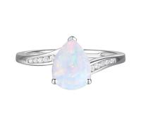 SNHHNSW 1.5ct ópalos anillo para mujeres forma genuina de pera anillo de compromiso de ópal