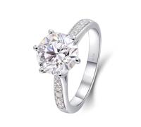 SNHHNSW / Alianzas de boda para mujeres blancas, mitad eternidad con solitario de 6 punta redonda moissanite 2 anillo de compromiso simple anillo de compromiso para mujeres