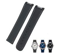 SNHHNSW Bracelet de montre en caoutchouc avec extrémité incurvée Omega 300 AT150 Aqua Terra 8900 19 mm 20 mm