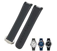 SNHHNSW Bracelet de montre en caoutchouc avec extrémité incurvée Omega 300 AT150 Aqua Terra 8900 19 mm 20 mm