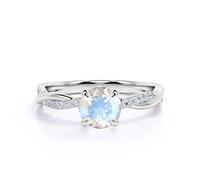 SNHHNSW Centro de 1 ct Redondeo de luna de luna anillos de compromiso para sus anillos hechos a mano de luna y piedras lunares de 10k 14k para el aniversario de bodas