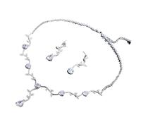 SNHHNSW Juego de joyas de boda Agua en forma de hojas brillantes de circonía cúbica Pendientes colgantes de colgante de lujo accesorios para novia de lujo