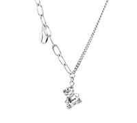 SNHHNSW JZWCHQ Japan and South Korea Bear Necklace Heavy Industry Women's Summer Simple Simple Pendant Necklace Thai, 44+5cm