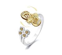 SNHHNSW Lindos anillos de spinner de abejas para mujeres Ansiety gire libremente alivio de estrés Anillo abierto Ajustable circonía cúbica encantadora noneycomb dones de moda Navidad Navidad