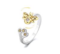 SNHHNSW Lindos anillos de spinner de abejas para mujeres Ansiety gire libremente alivio de estrés Anillo abierto Ajustable circonía cúbica encantadora noneycomb dones de moda Navidad Navidad