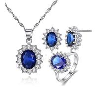 SNHHNSW Princesa White White Oval Gemstone Pendientes/collar/Joyería de anillo