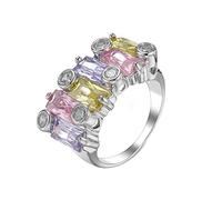 SNHHNSW Turmalina Natural Turmaline Gemstone Multicolor Ring Real Fine Wedding For Women