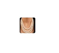 SNHHNSW Vintage 1920s Large Collar Choker Necklace & Earring Set - Simulated Pearl Statement & Multi Strand Chunky Pearls Costume for Wedding or Special Occasion
