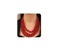 SNHHNSW Vintage 1920s Large Collar Choker Necklace & Earring Set - Simulated Pearl Statement & Multi Strand Chunky Pearls Costume for Wedding or Special Occasion
