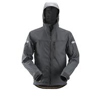Snickers AllroundWork softshell trabajoitchaqueta con capucha acero gris-negro L
