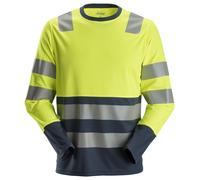 Snickers Camisa alta visibilidad AllroundWork, clase 2, EN 20471 HV-amarillo-azul marino S