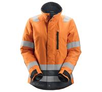 Snickers Chaqueta de trabajo aislante AllroundWork Hi-Vis 37.5® para mujerit, clase 2/3, EN 20471 HV-Naranja-Gris acero L