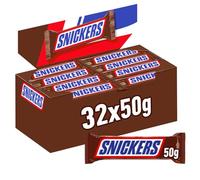 Snickers Chocolatina con deliciosa Crema de Cacahuete, Suave Caramelo y trocitos de Cacahuete recubiertos de Chocolate con Leche 50g