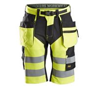 Snickers FlexiWork hi-vis workitsshorts w. holster pockets, class 1, EN 20471 HV-yellow-black 48