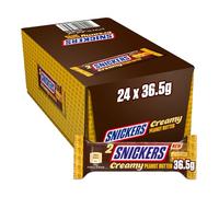 Snickers - Mantequilla de maní cremosa, chocolate con leche, doble barra, 24 x 36,5 g