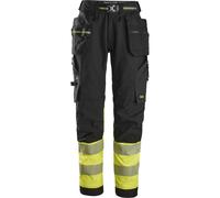 Snickers Pantalones de alta visibilidad Trabajo elástico de alta visibilidaditshose wit Bolsillos tipo funda, cl. 1 Negro/amarillo alta visibilidad 160