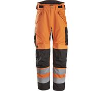 Snickers Pantalones de seguridad de alta visibilidad, impermeables, ligeramente acolchados de trabajoitpantalones, clase 2 de alta visibilidad naranja/negro 3