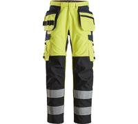 Snickers Pantalones ignífugos ProtecWork de alta visibilidaditcon bolsillos tipo fundait, cl. 2 amarillo/azul marino de alta visibilidad 156