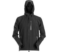 Snickers Ropa de trabajo FlexiWork Chaqueta softshell impermeable con capuchait negro M