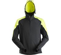 Snickers Ropa de trabajo FlexiWork Neon Sudadera con capucha y cremallera Negro/Neonamarillo L