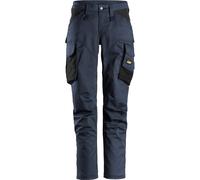 Snickers Ropa de trabajo Señoras AllroundWork Pantalones stretch sin rodilleras Azul marino/Negroit 32