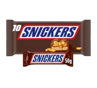 Snickers Snickers Chocolate Bars with Peanut and Caramel - Pack of 10 Bars - 500 g