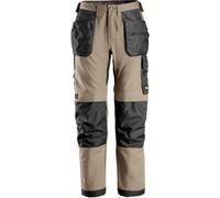 Snickers Vestuario Laboral AllroundWork Canvas+ Stretch Arbeitshose wit Bolsillos tipo funda Caqui/Negro 88