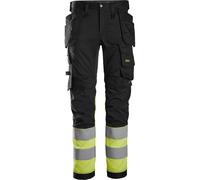 Snickers Vestuario Laboral High-Vis Stretch Pantalones de trabajoitcit Bolsillos tipo funda clase 1 Negro/Amarillo High-Vis 116