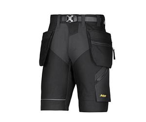 Snickers Workwear 6904 FlexiWork 69040404058 - Pantalones Cortos de Trabajo con Bolsillo Tipo pistolera, 1 Pieza, 58, Color Negro, 690404058