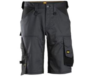 Snickers Workwear Pantalon Corto Elastico Holgado AllroundWork Gris Acero-Negro Talla 054, No Aplica, Unisex Adulto