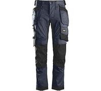 Snickers Workwear Pantalón elástico AllroundWork con Bolsillos flotantes Azul Marino-Negro Talla 108, Blue, 38W / 30L Unisex Adulto