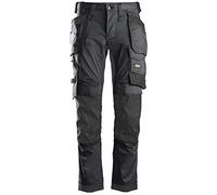 Snickers Workwear Pantalón elástico AllroundWork con Bolsillos flotantes Gris Acero-Negro Talla 92, 092 (W31 x L30) Unisex Adulto