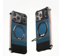 SNIDII Funda magnética para teléfono móvil para iPhone 16, 15, 14, 13 Pro Max, rotación de 360°, funda extraíble de lujo con patrón de fibra de carbono (azul, iPhone 14 Pro Max)