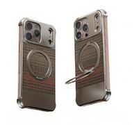 SNIDII Funda magnética para teléfono móvil para iPhone 16, 15, 14, 13 Pro Max, rotación de 360°, funda extraíble de lujo con patrón de fibra de carbono (marrón, iPhone 16 Pro Max)
