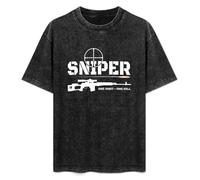 Sniper One Shot One Kill Army Men's Black Unisex tee T-Shirt Black XXL