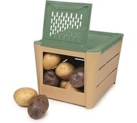 Snips, Caja de Almacenamiento Patatas 3 kg, Caja para Guardar Patatas 25,5 x 20 x 17,5 cm, Olla de Patatas Marrón y Verde, Made in Italy, 0% BPA y libre de ftalatos