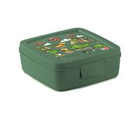 Snips, Caja para Sandwich, Caja para Almuerzo Niños, Decoración Dinosaurio, Recipiente para Comida 14,5 x 14,5 x 5,5 cm, Color Verde, Made in Italy, 0% BPA