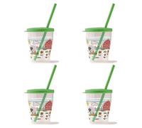 Snips Juego de 4 vasos con pajita | 0,385 l | Vaso con pajita | Vaso infantil | Decoración Farm | Made in Italy | 0% BPA