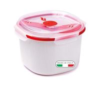 Snips - Olla Arrocera Microondas, Cereales & Rice Cooker 2.70L para Cocina al Vapor Rápida y Saludable, Recipiente Bote Microondas con Espátula 20,5x20,5x14,5, Recipientes para Alimentos Made in Italy