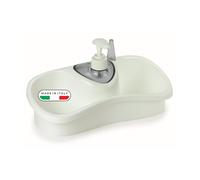 Snips Saponello - Dispensador Jabón Cocina con Soporte Estropajo Fregadero, Organizador Fregadero Cocina para Esponja y Jabonera 200ml, 2 Soportes Esponjas y Porta Anillos, 26x11,5x14,5, Made in Italy