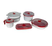 Snips - Set 5 Recipientes para Alimentos Microondas con Olla Arrocera Rice Cooker Microondas, Vaporera Cocinar Vapor 2L y 4L, Cocedor de Huevos y Tortilla, Taza Recipiente para Sopa, Made in Italy