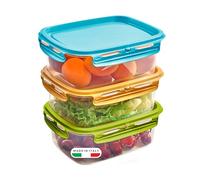 Snips Set de 3 Recipientes Herméticos para Alimentos 3 x 1,80 L, Cuadrados con Junta y 4 Cierres de Seguridad, Aptos para Frigorífico, Congelador, Microondas y Lavavajillas, Made in Italy
