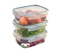 Snips SnipsLock Set de 3 Recipientes Herméticos para Alimentos 1,8 L, Fiambreras Rectangulares con Tapa y 4 Cierres de Seguridad, Apilables, Apto Lavavajillas, Made in Italy