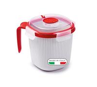 Snips, Taza Microondable para bebidas calientes y sopas, Taza Microondas 0.70 LT, Vaso Microondas 14.5 x 14.5 x 12 cm, Color Blanco y rojo, Made in Italy