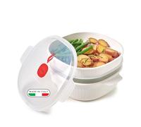 Snips, Vaporera Microondas con 2 cestas, 4 LT, Cocinar al Vapor 26,5 x 22 x 13,5 cm, Color Blanco, Made in Italy,Bpa Free