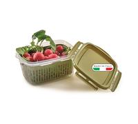 Snips Veggie SnipsLock 1,20 L, Contenedor de Alimentos Rectangular con Cesta Extraíble, Recipiente para Frigorífico para Frutas y Verduras, 4 Cierres de Seguridad, Made in Italy
