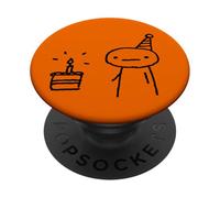 #snirt - Figura de figura de palo con sombrero de fiesta de cumpleaños PopSockets PopGrip Adhesivo